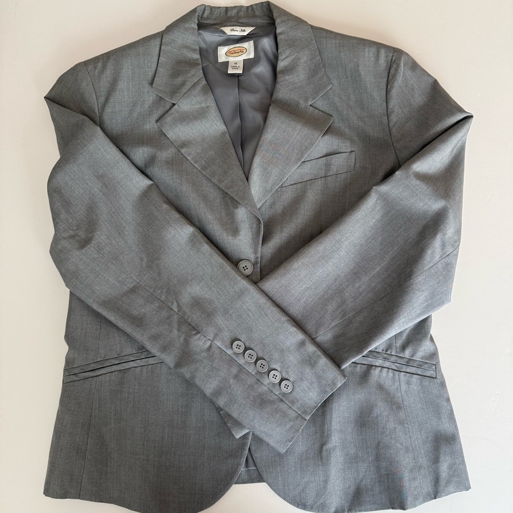 Talbots 100% Silk Gray Blazer Jacket Size 10 | Career Professional Academia - Picture 4 of 12